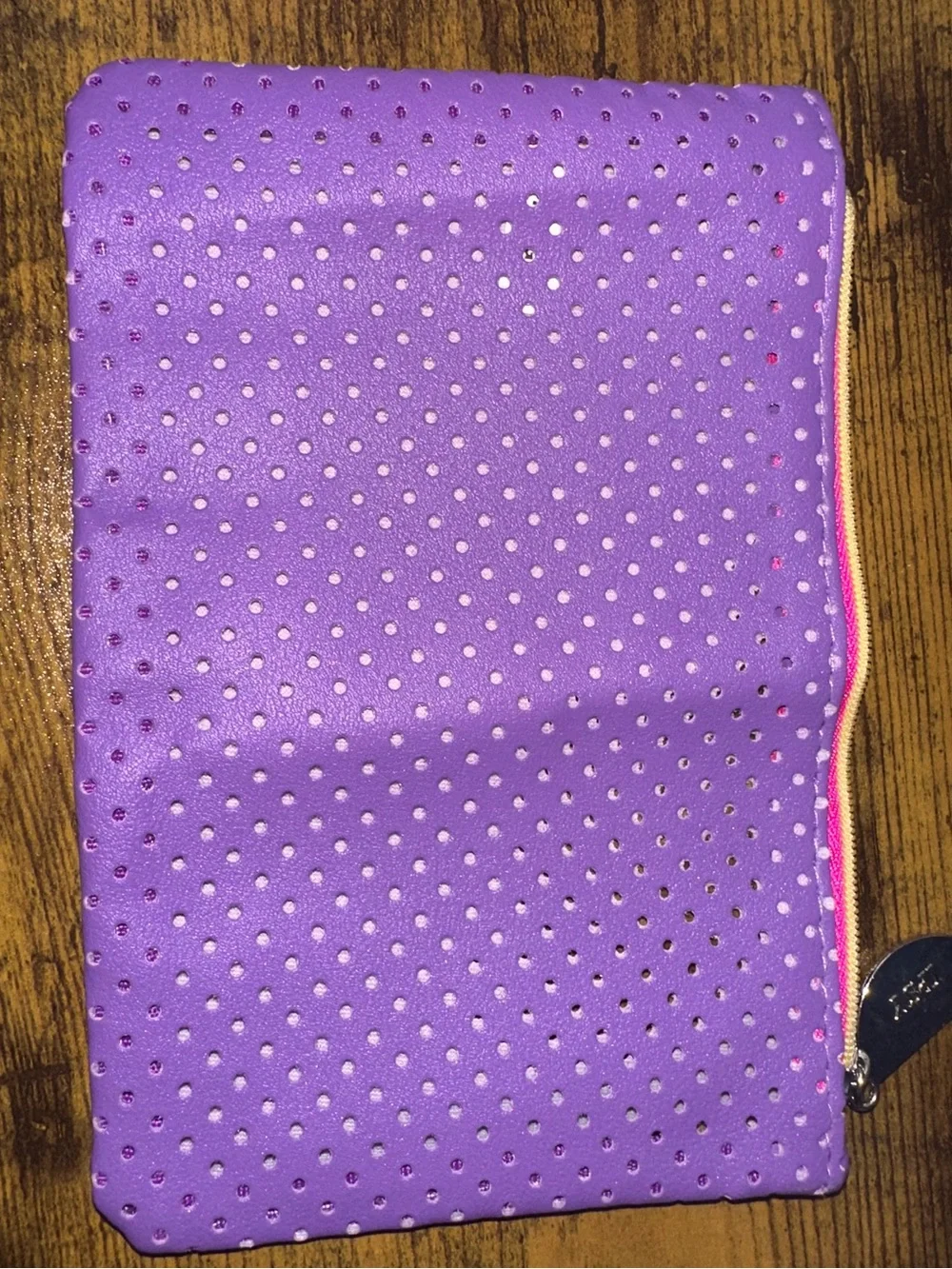 Purple Perforated Zipper Pouch with Lemon Charm